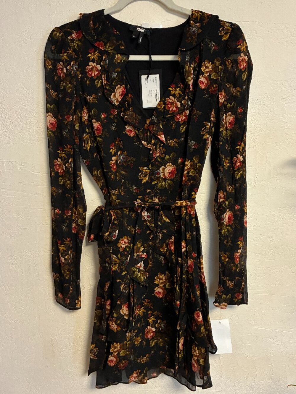 Paige Tamera Silk Black Floral, Mini Dress XS